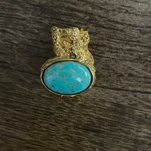 Yves Saint Laurent YSL turquoise and gold statement ring Arty oval ring